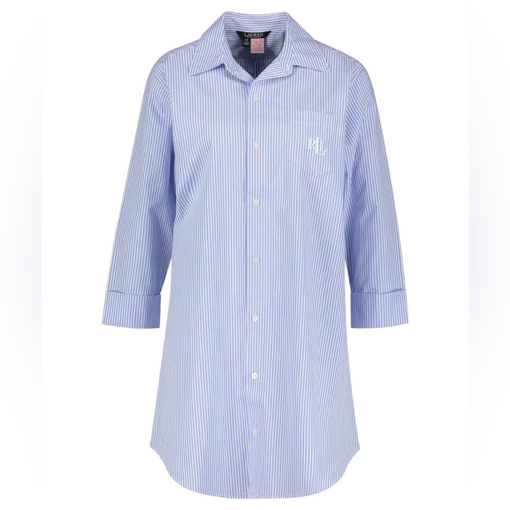 100% cotton Ralph Lauren Light Blue Striped Button Down Shirt A0220